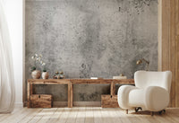A wall mural featuring a raw, industrial-inspired canvas texture.

