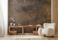 The mural extends across the entire wall, creating a simple but warm backdrop.

