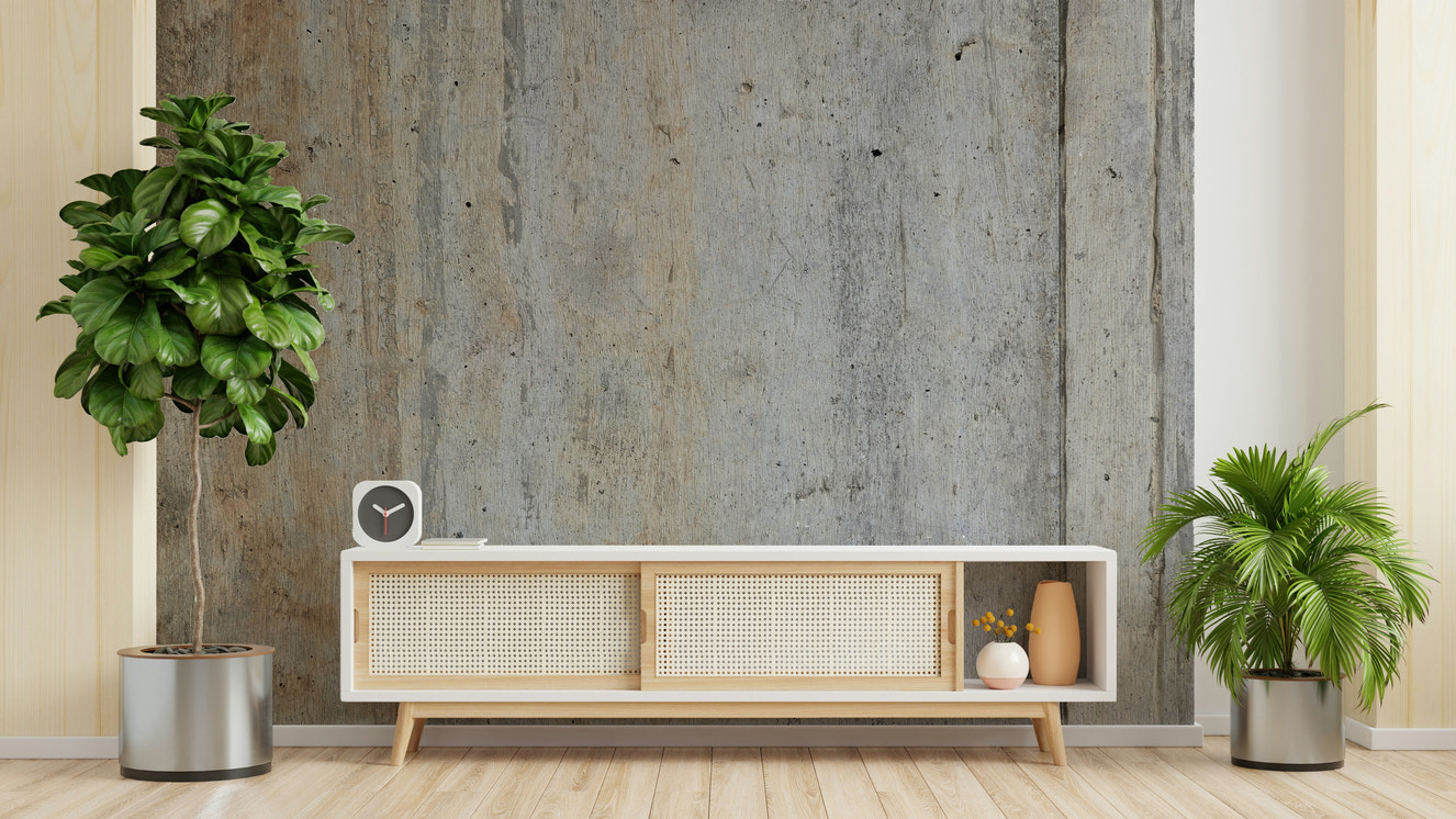 A wall mural featuring a distressed, urban-inspired texture.