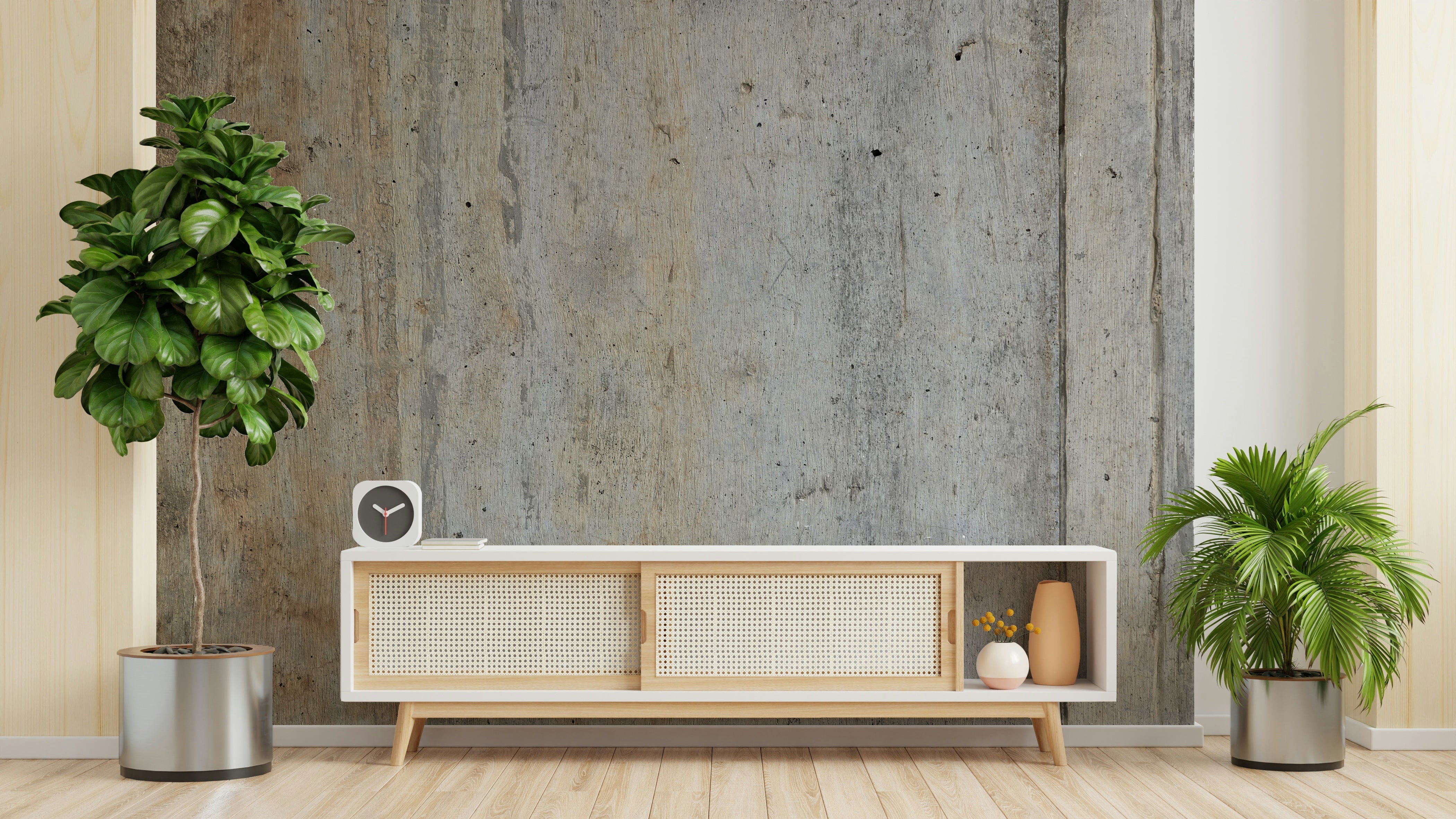 A wall mural featuring a distressed, urban-inspired texture.

