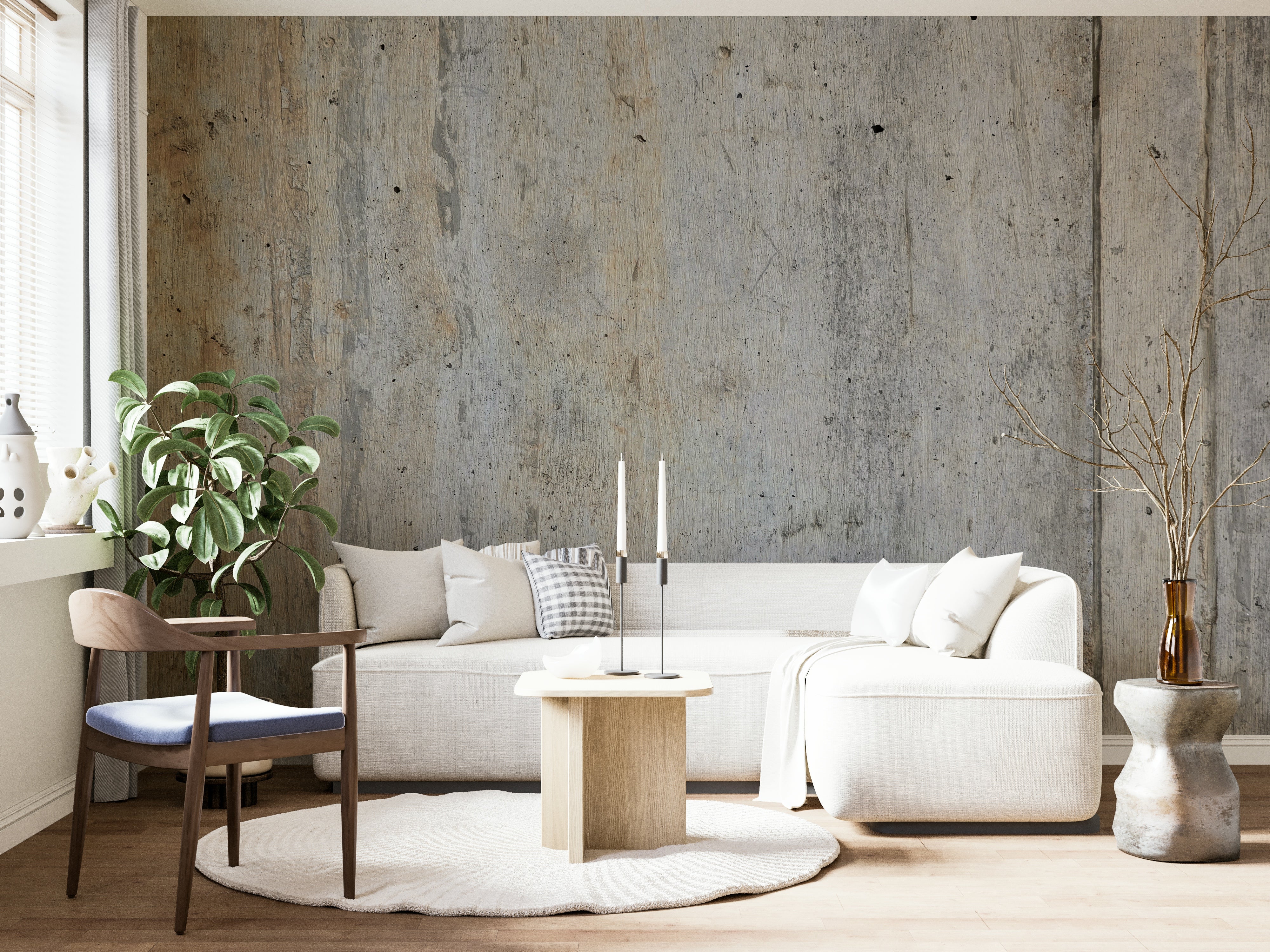 A close-up view shows the fine, gritty details of the distressed surface.

