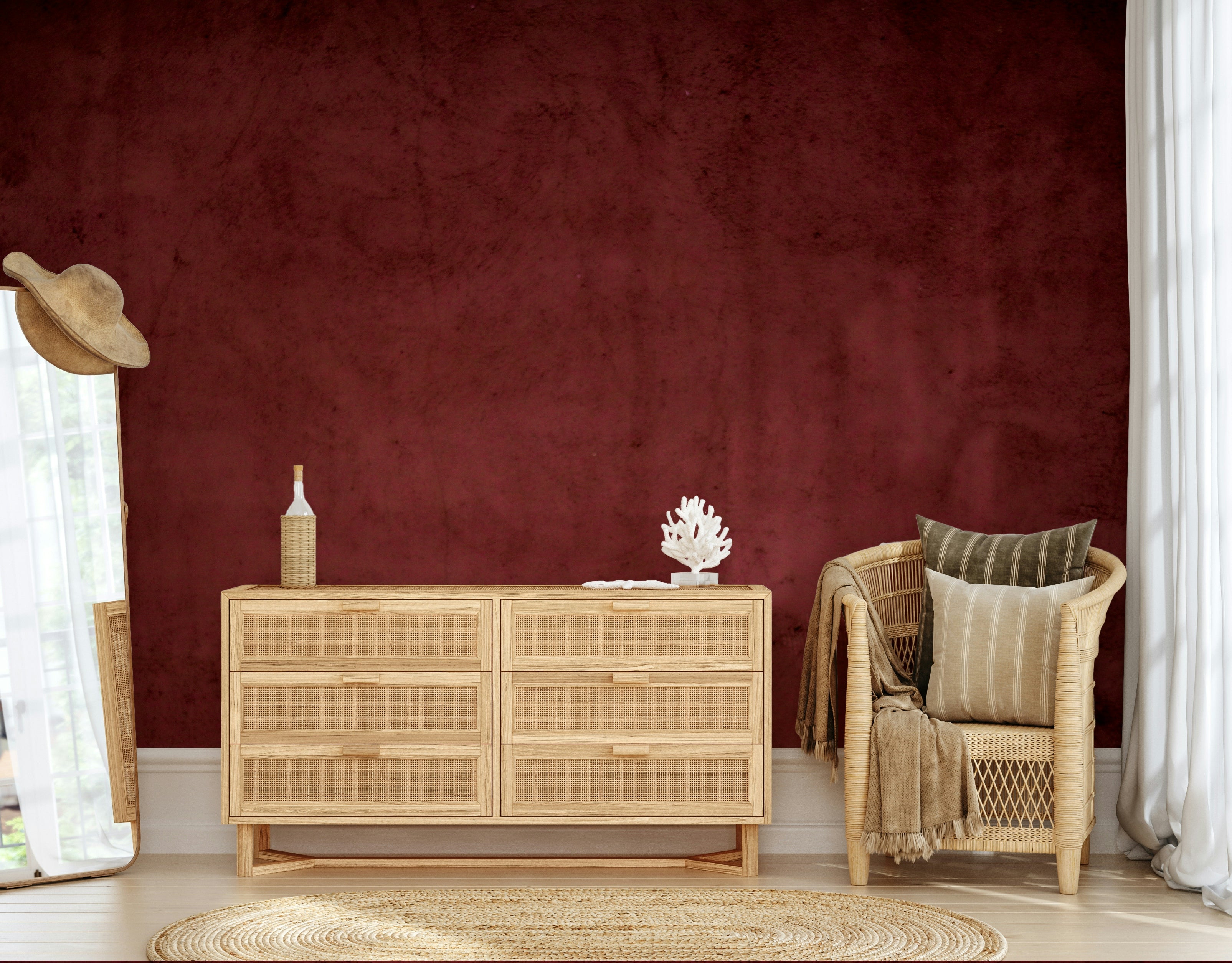 The style is sophisticated and gives the room a feeling of quiet elegance.

