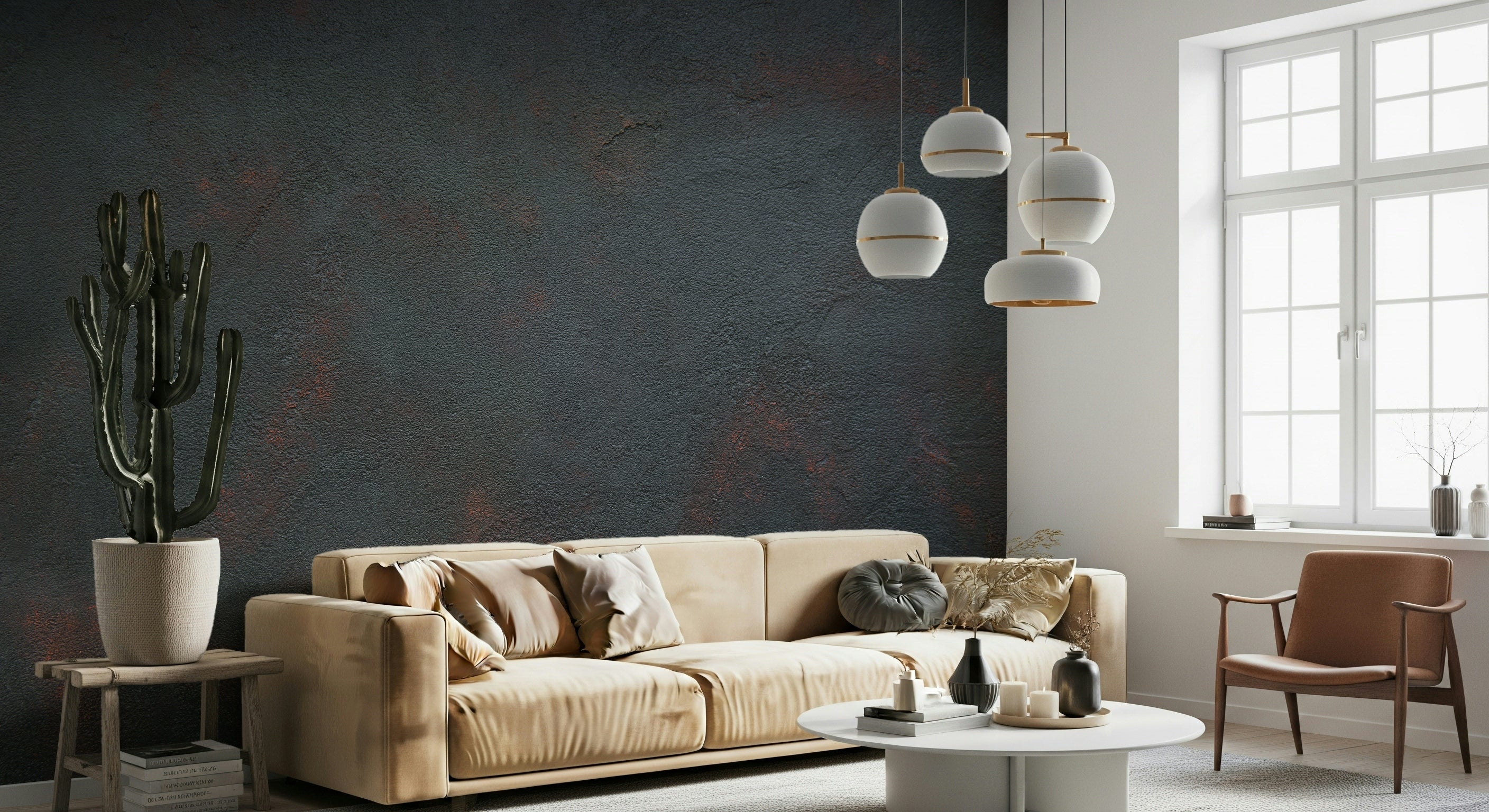 The colors are a mix of deep reds, vibrant oranges, and dark blacks and grays.

