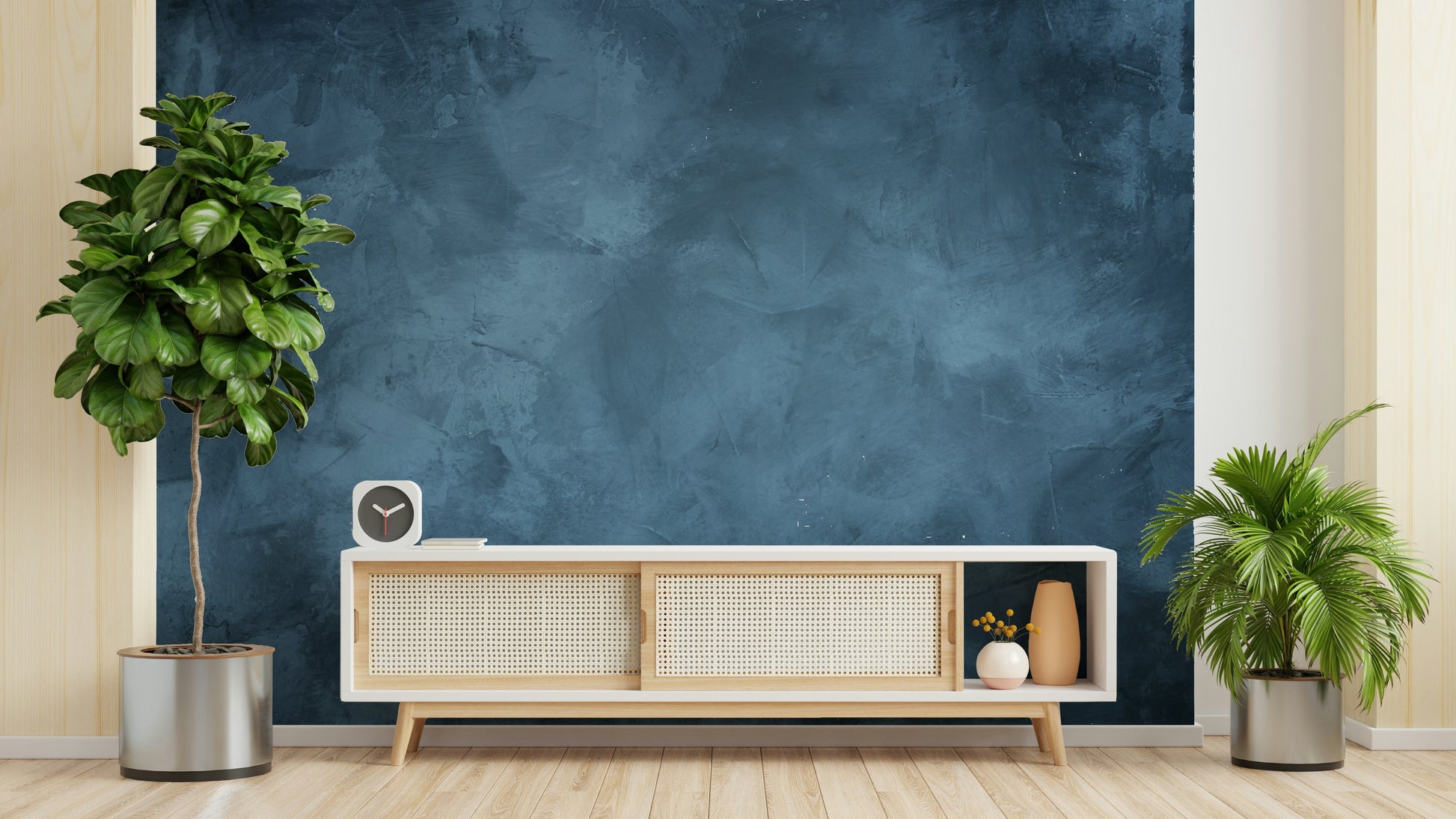 The colors are a mix of dark blue, navy, and touches of lighter blue.

