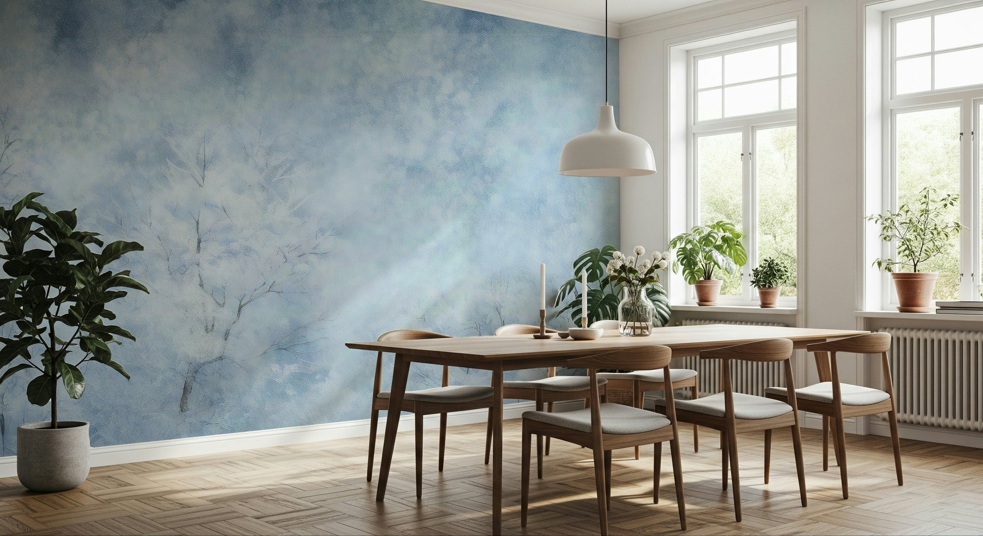 The light in the room is soft, making the scene feel even more calm.

