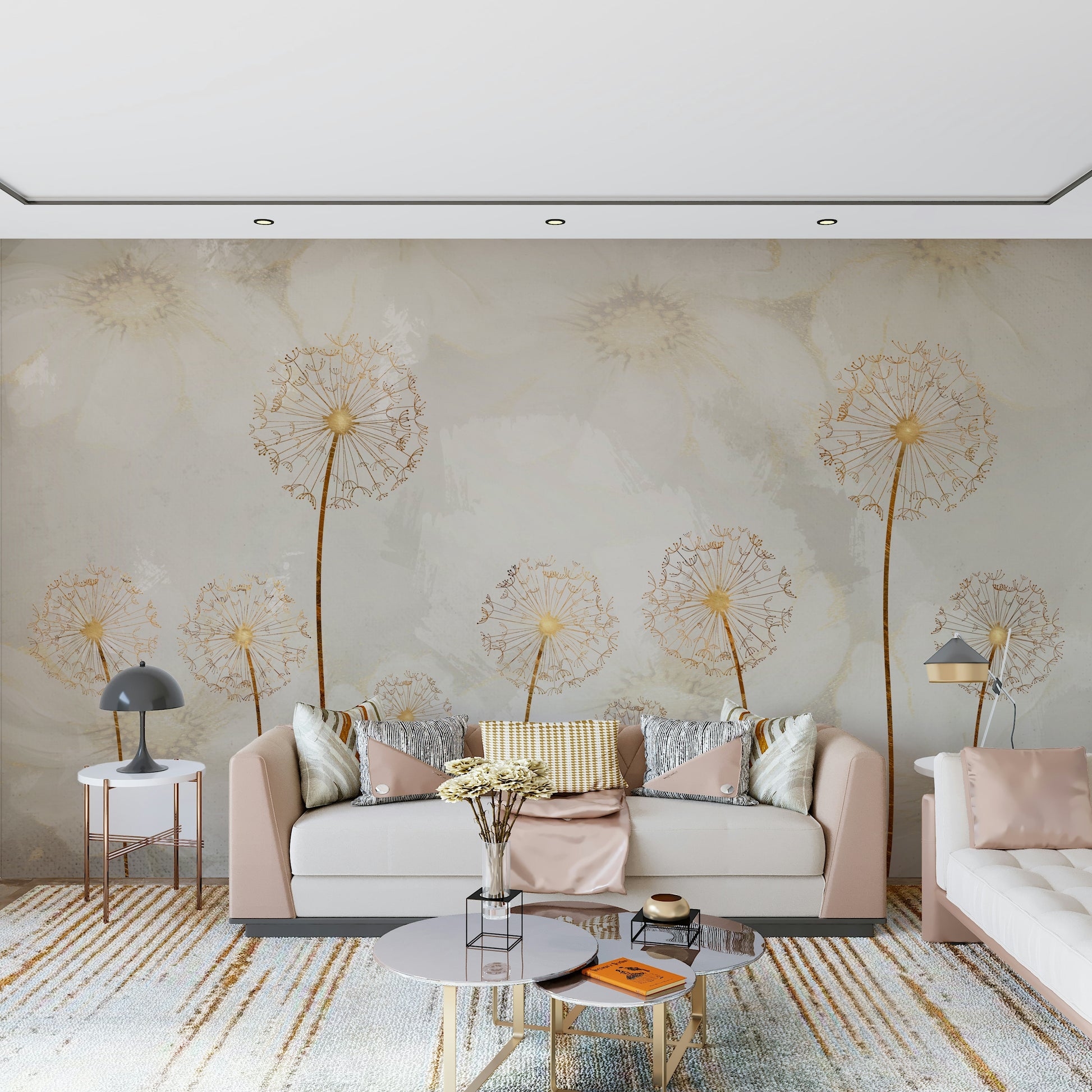 The mural extends across a single feature wall, drawing the eye.

