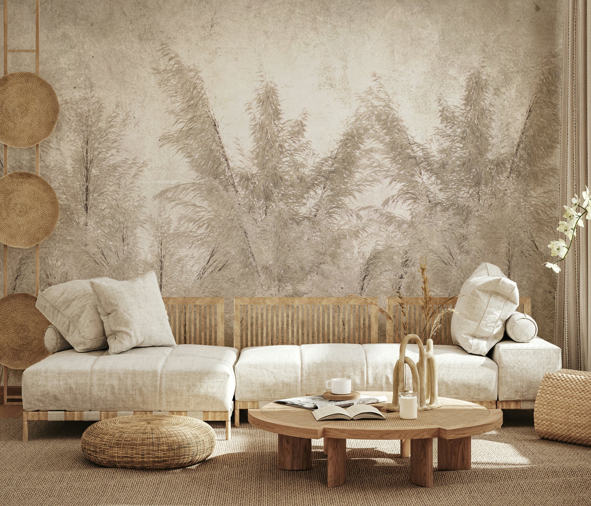 The image shows the grass from the ground up, with a sense of gentle movement.

