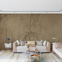 The mural extends across a long, flat wall, making the room feel larger.

