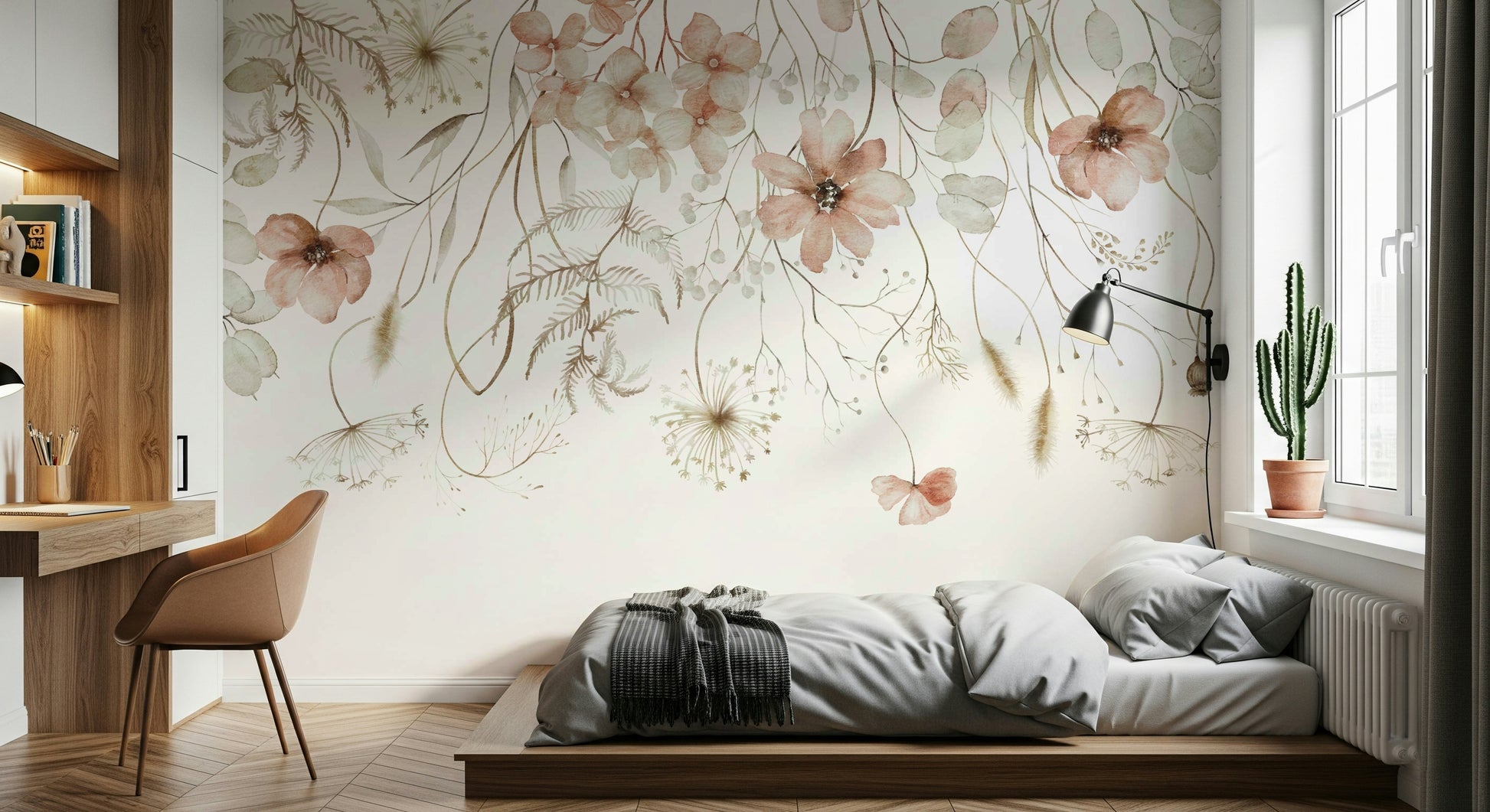 The texture of the wallpaper is smooth with a matte finish.

