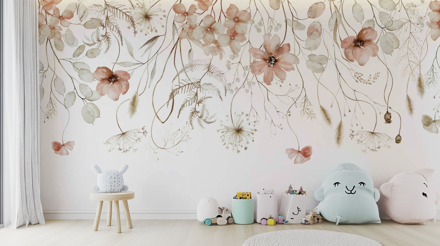 The mural gives the room a tranquil and peaceful atmosphere.

