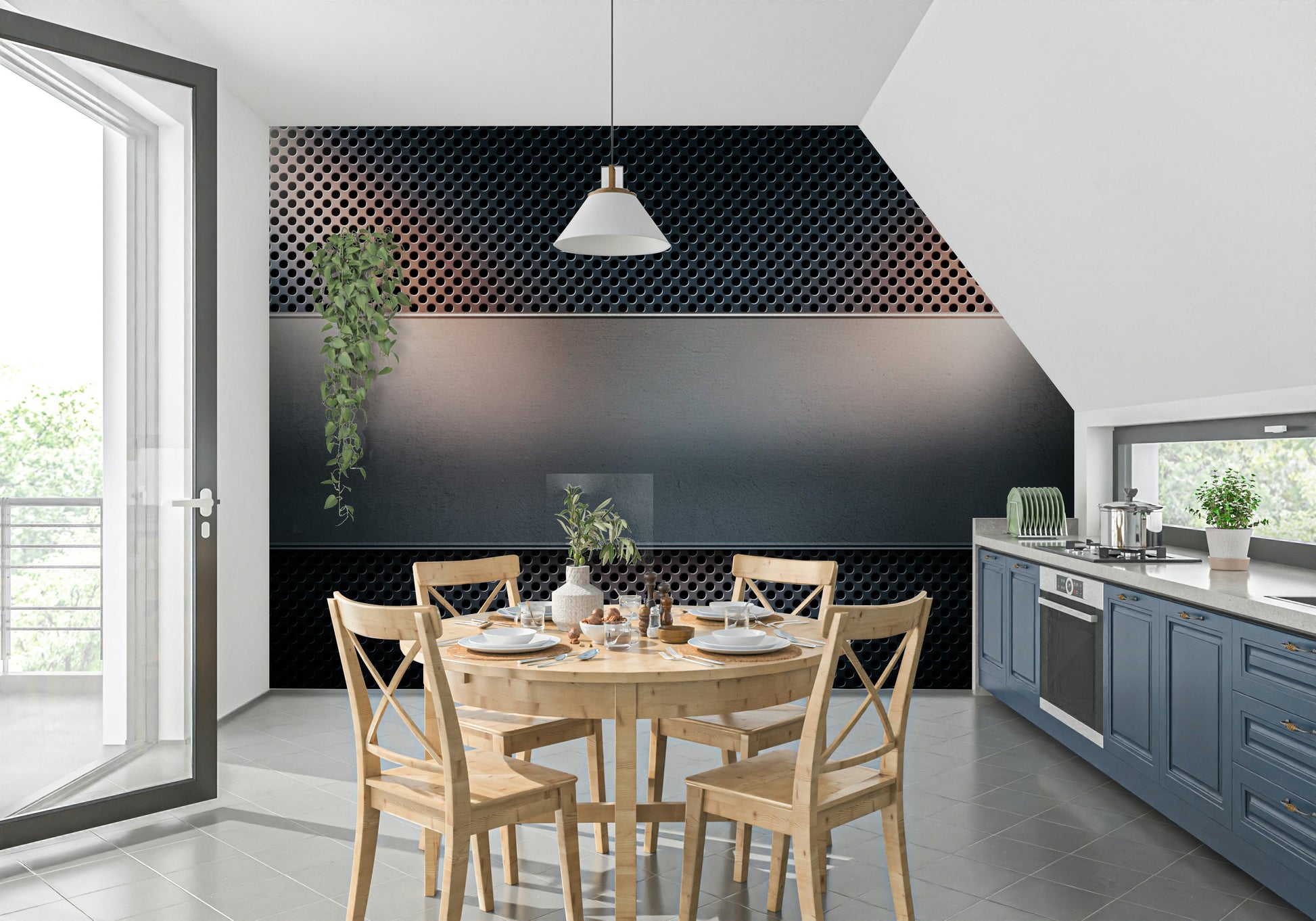 The image shows an artistic impression of a serene industrial scene.

