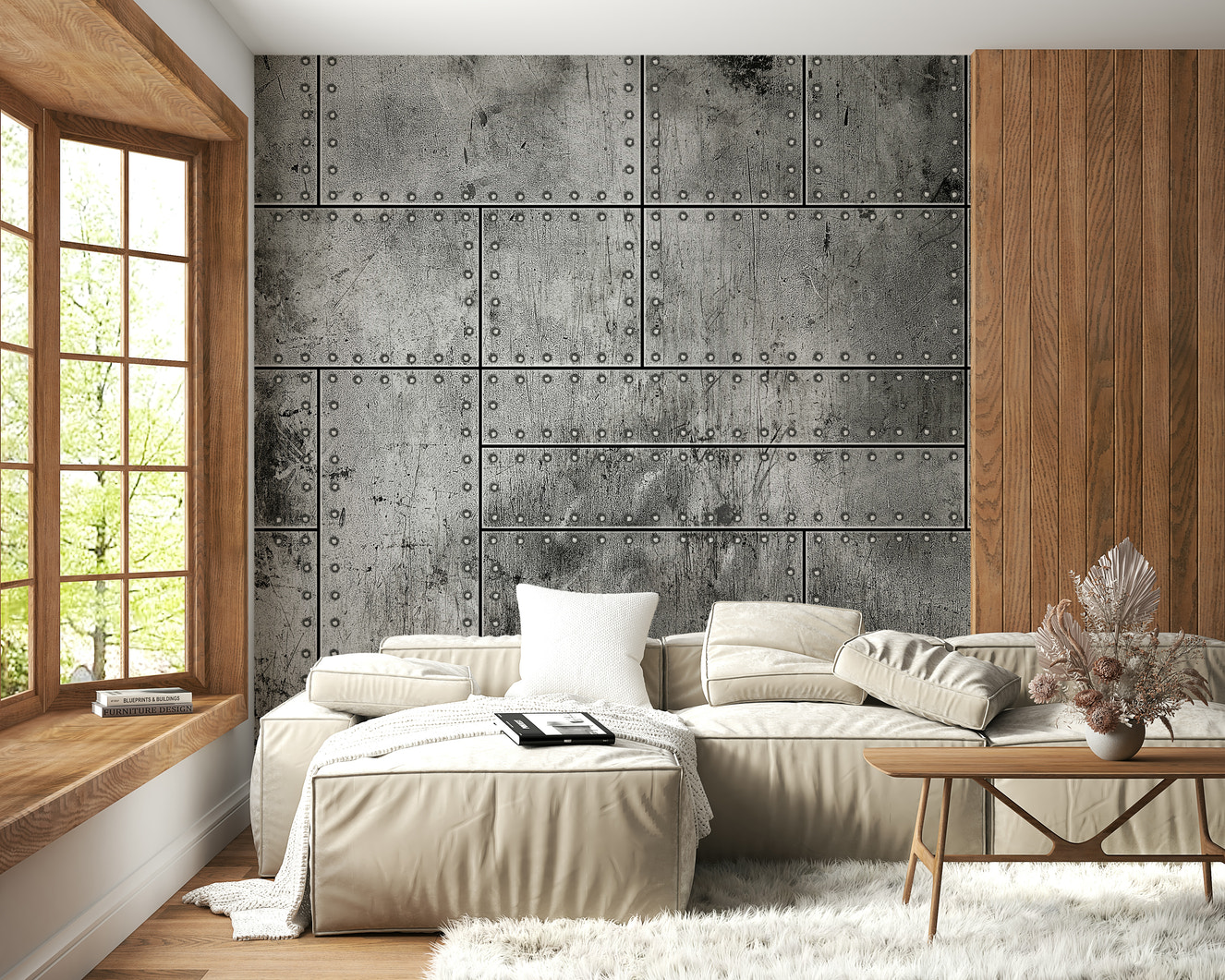The image shows an artistic impression of a serene industrial scene.

