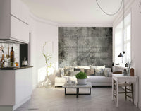 The colors are soft, muted tones of grey, brown, and rust.

