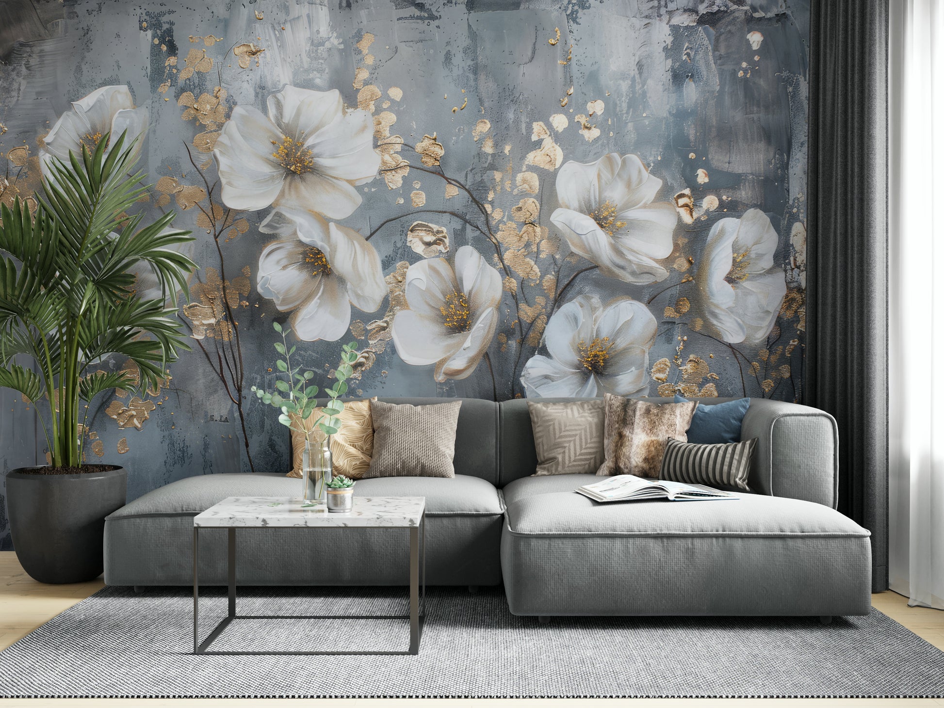 The painting has a sense of depth and movement.

