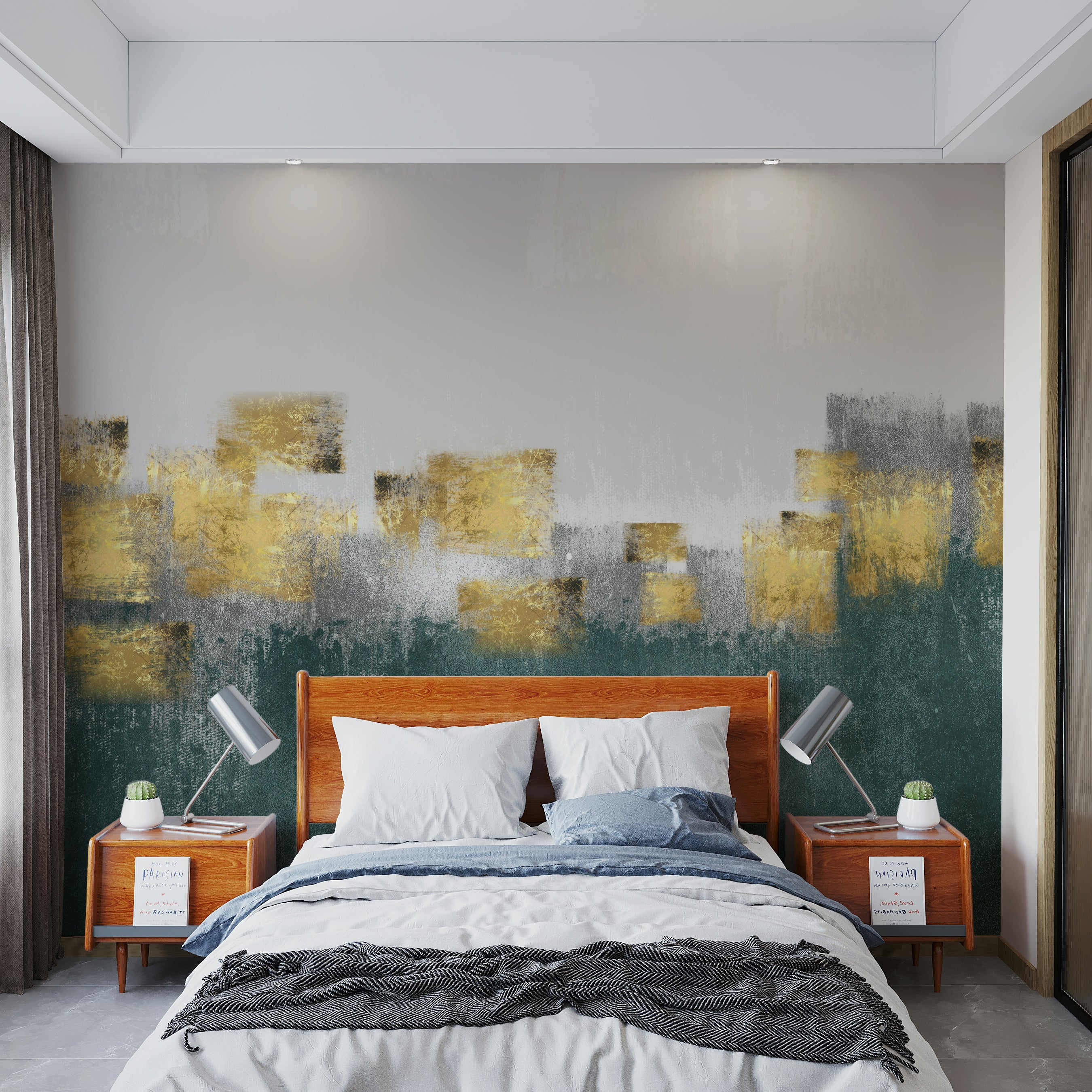 The composition is an abstract, flowing pattern.

