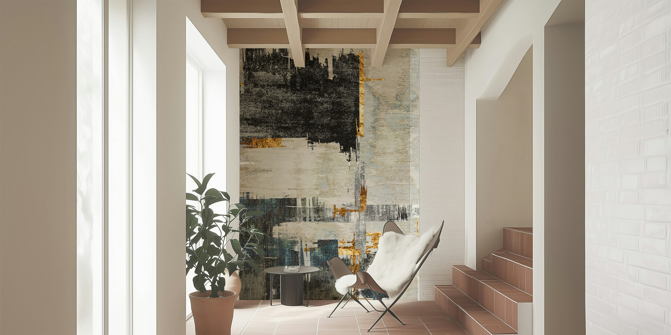 A wall mural of an abstract pattern.

