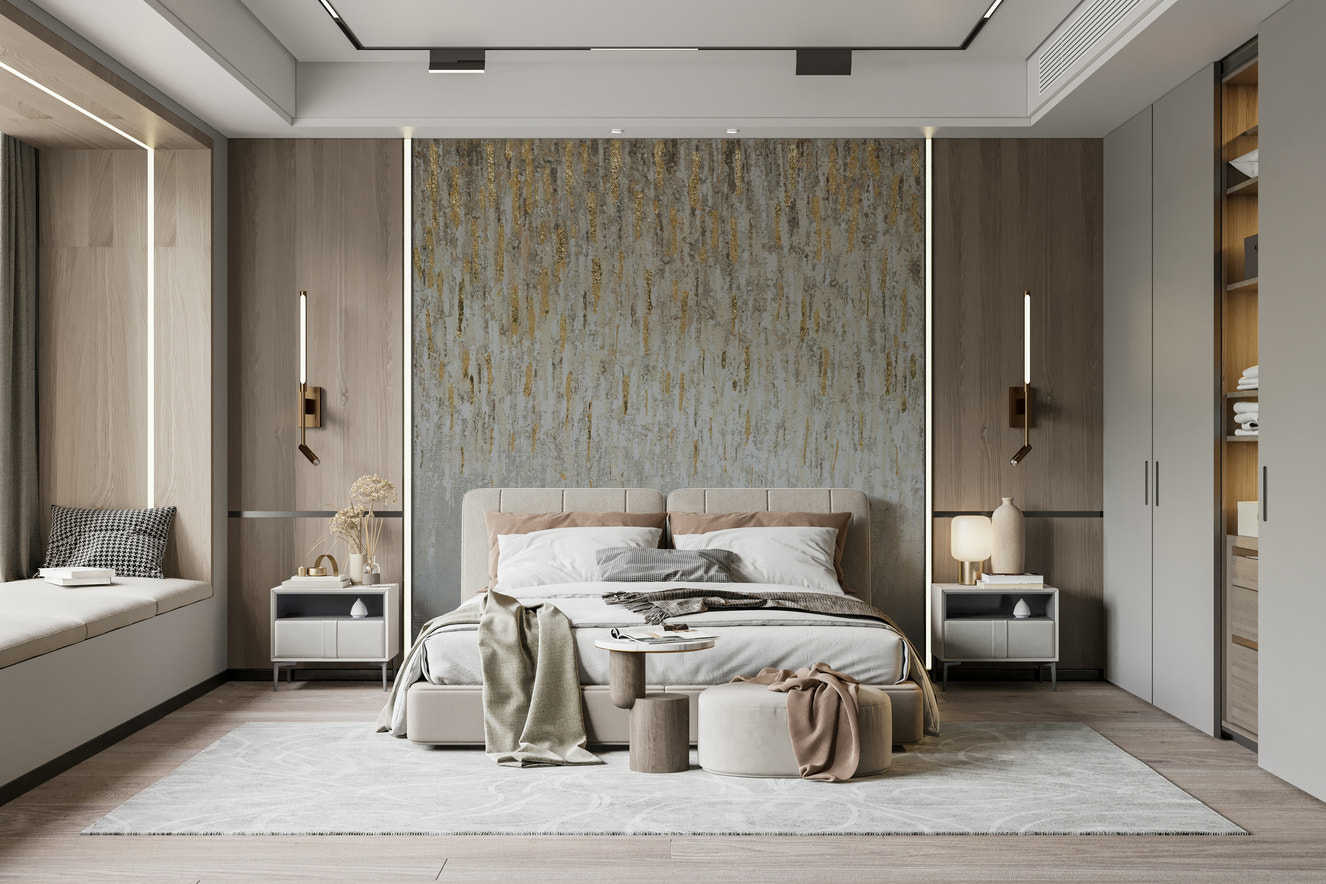 A wall mural of an abstract pattern.

