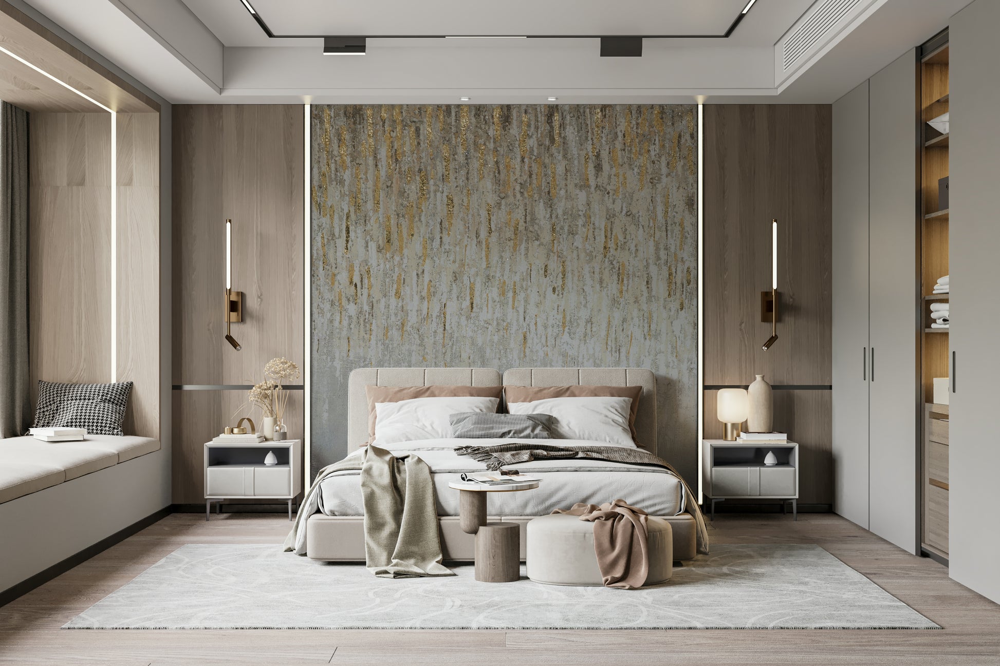 A wall mural of an abstract pattern.

