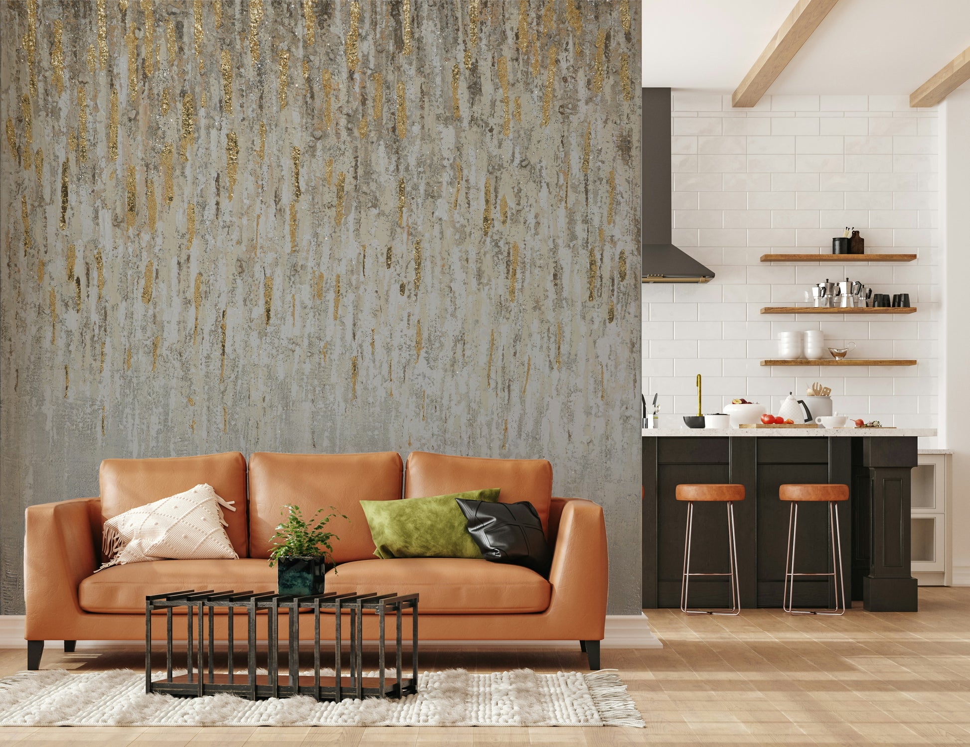 The colors are soft, muted, and metallic.

