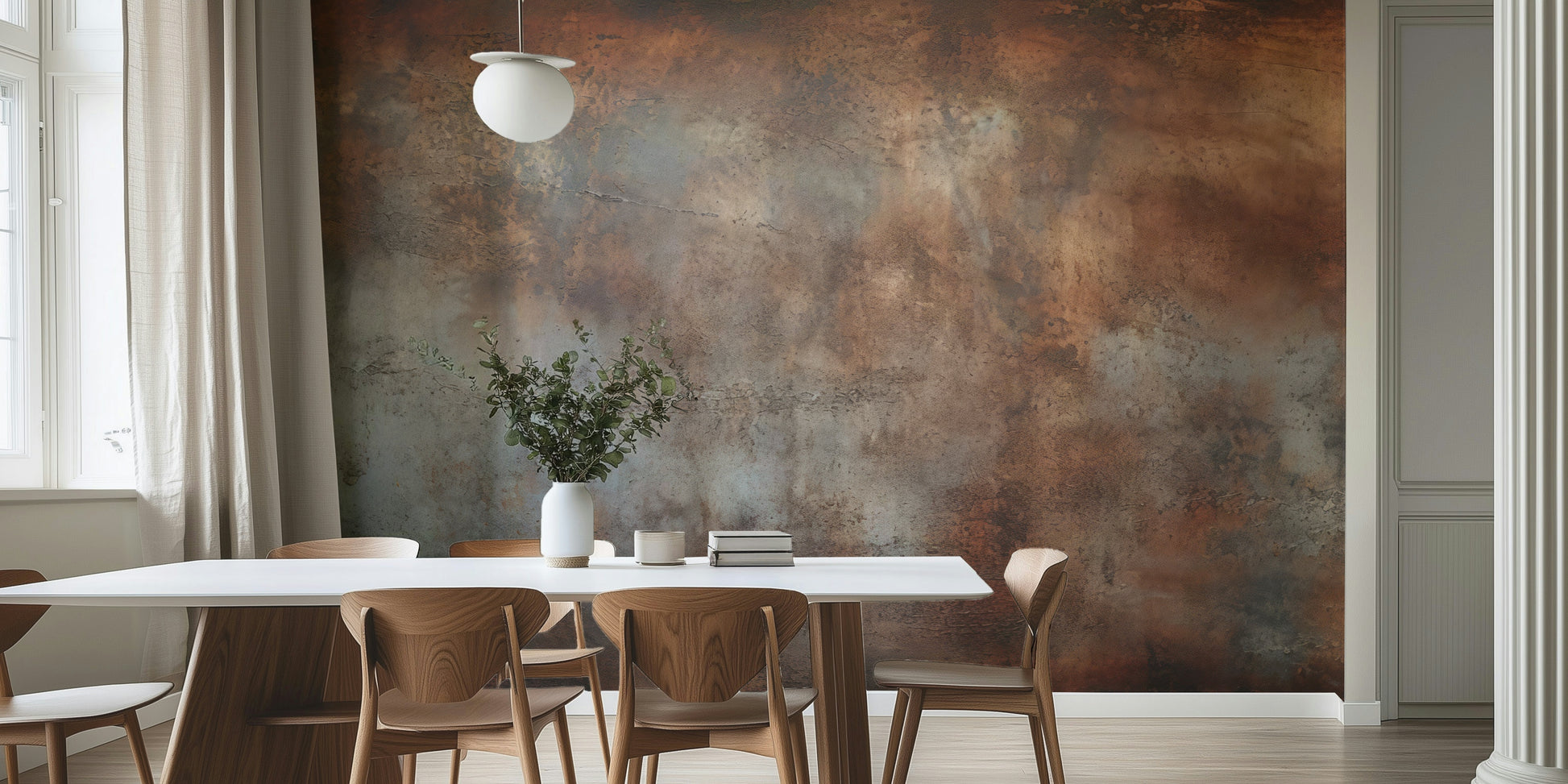 The colors are warm, earthy tones of beige, brown, and gray.

