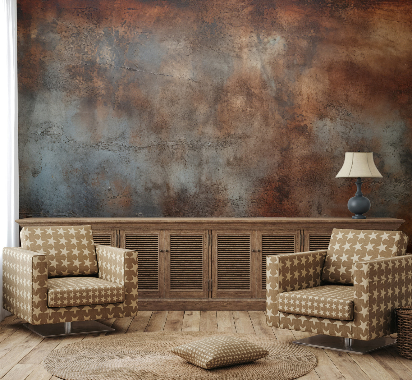 A wall mural of a textured surface.

