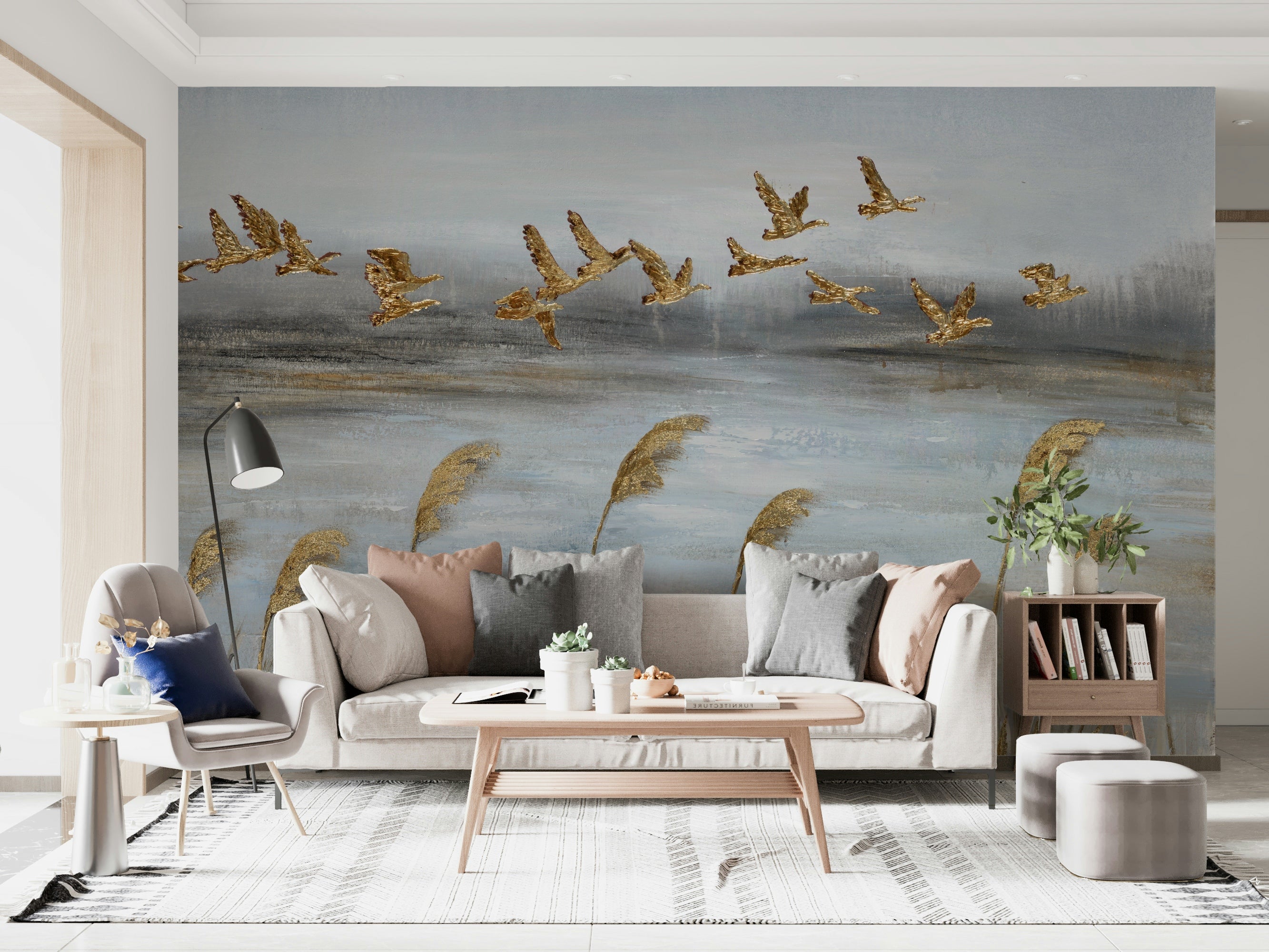 The mural gives a feeling of natural movement.

