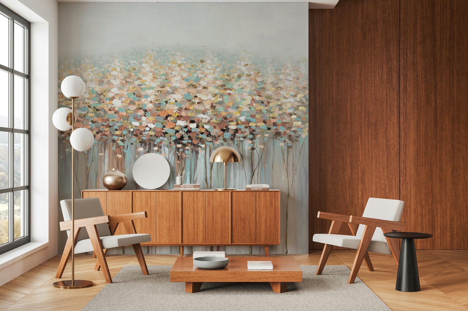 The mural gives a feeling of being in a unique landscape.

