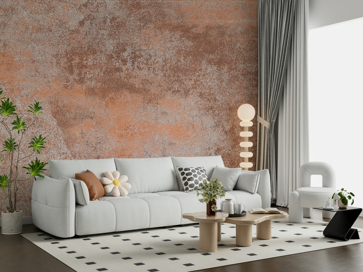 The composition is an abstract, linear pattern.

