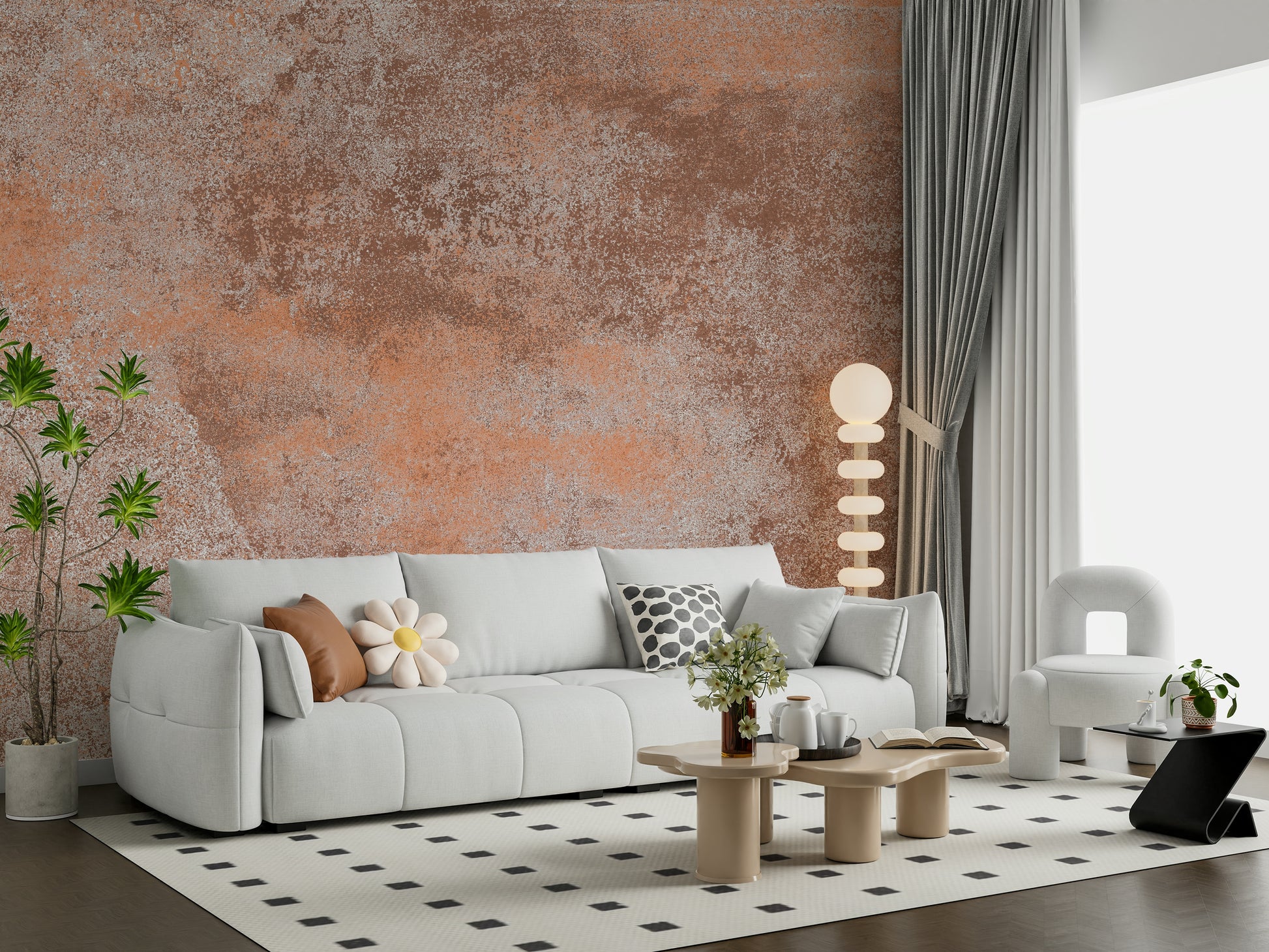 The composition is an abstract, linear pattern.


