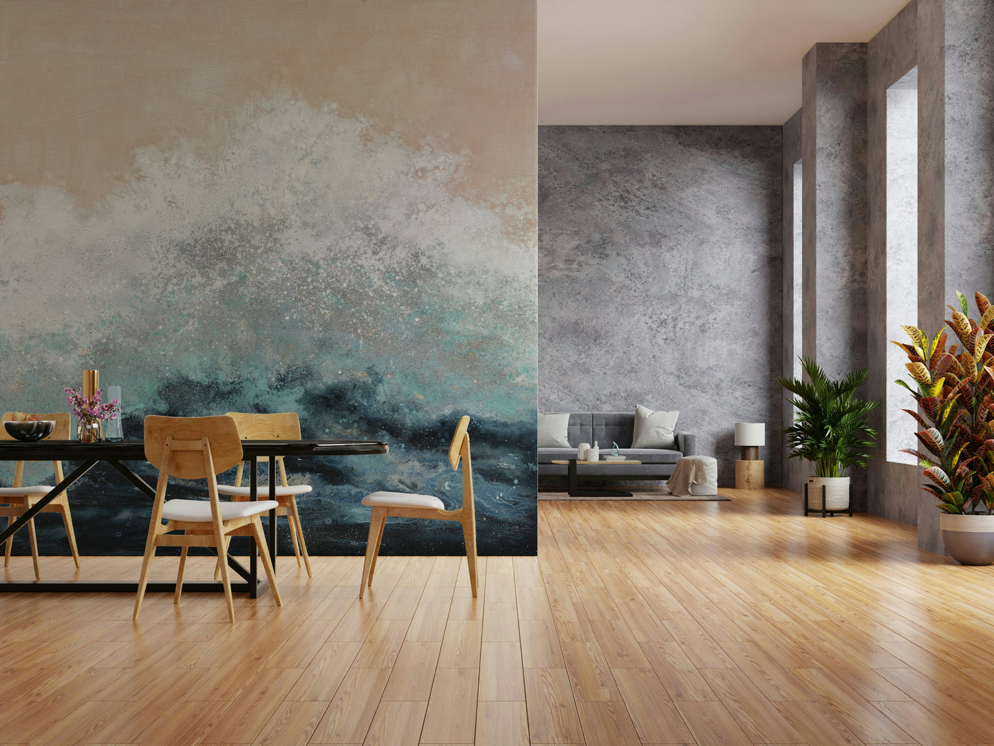 The image shows a peaceful scene with a horizon line.


