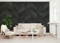 A wall mural with a herringbone pattern.

