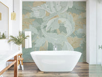 The image shows a repeating pattern of delicate leaves.

