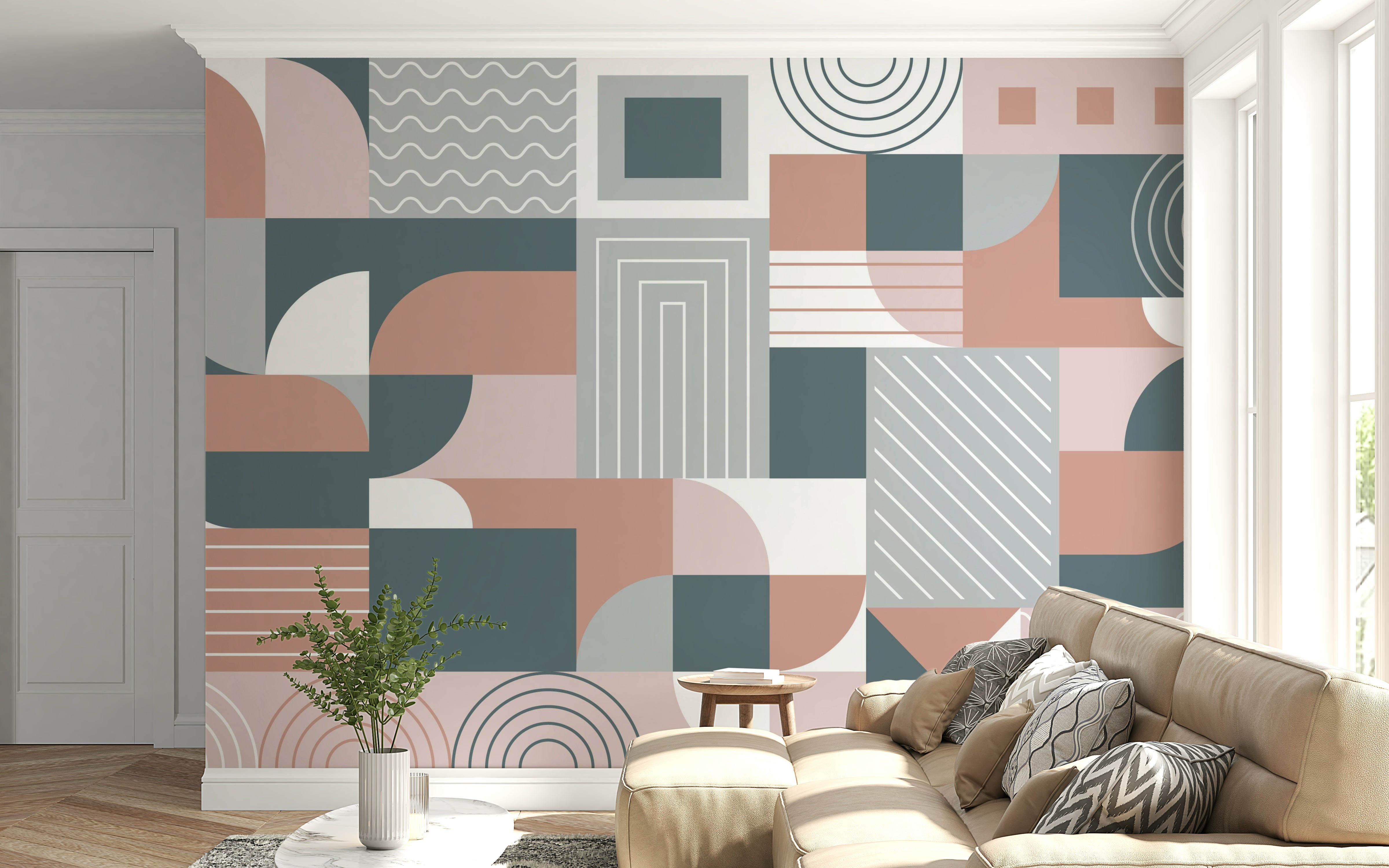 The composition is an abstract, geometric pattern.

