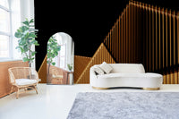 A wall mural with a linear pattern.

