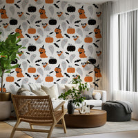 Playful Halloween pup wallpaper design