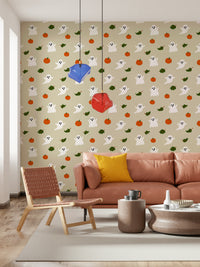 Ghost and pumpkin wallpaper pattern