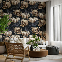 Vintage watercolor skull wallpaper