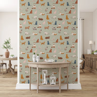 Playful spotted kitten print for nursery wallpaper
