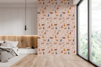 Hand-painted spotted cat nursery wallpaper
