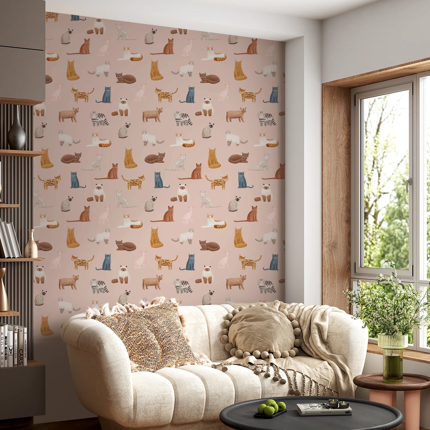 Artistic Siamese cat nursery wall mural