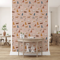 Whimsical kitten illustrations wall mural