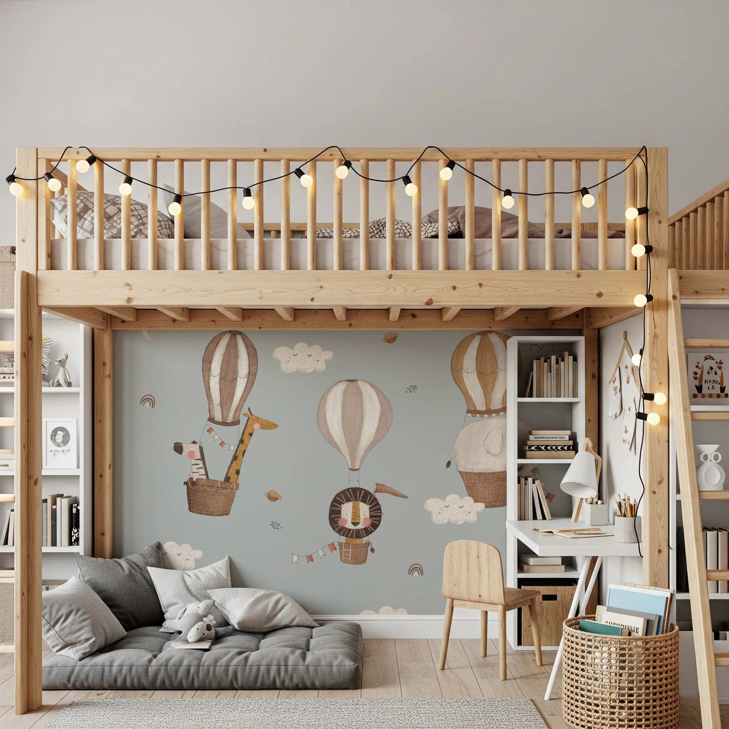 Terracotta tones animal adventure wallpaper mural.