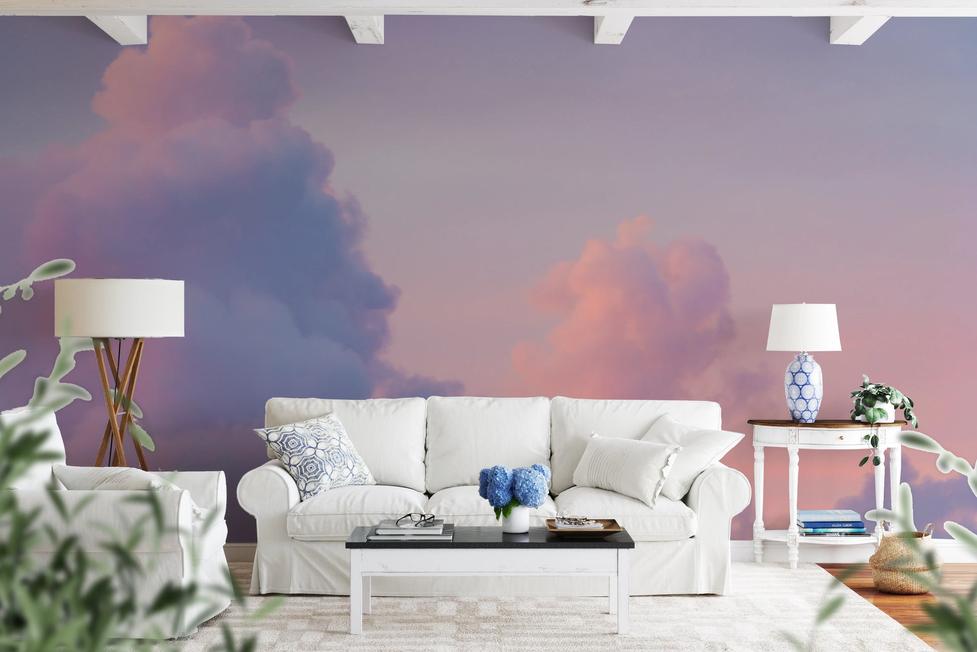 Painterly style sky view wall mural graphic.