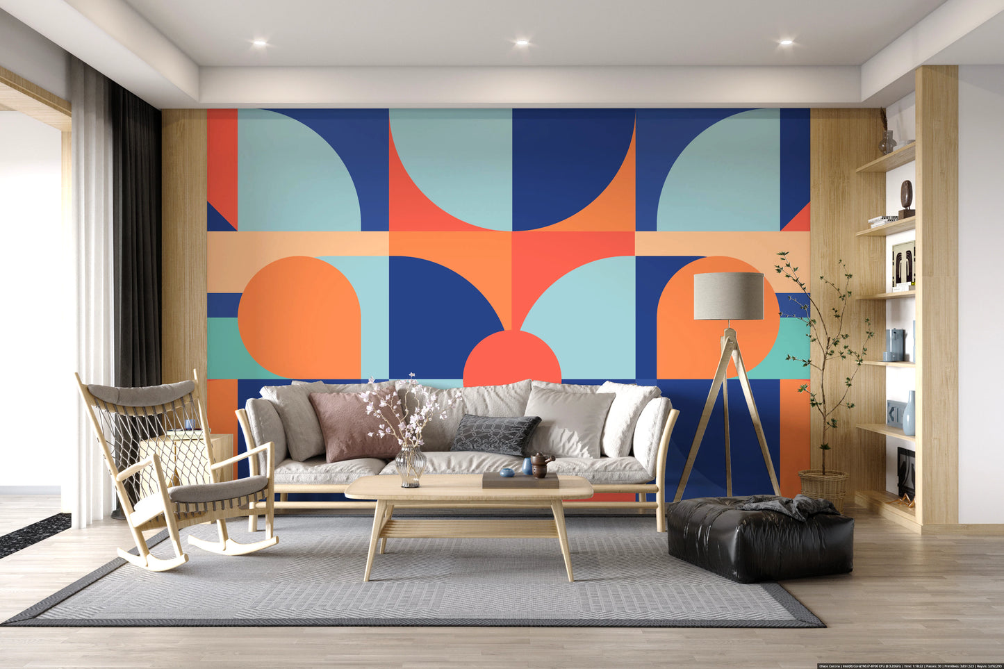 Curved Geometry Wall Mural