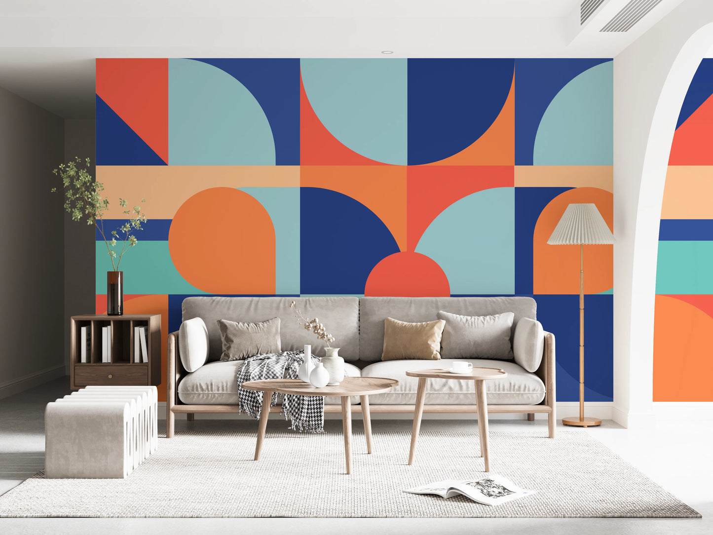 Curved Geometry Wall Mural