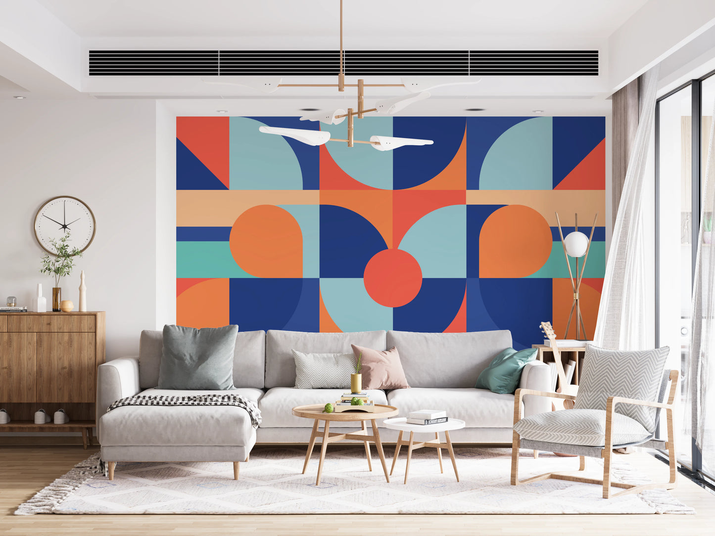 Curved Geometry Wall Mural