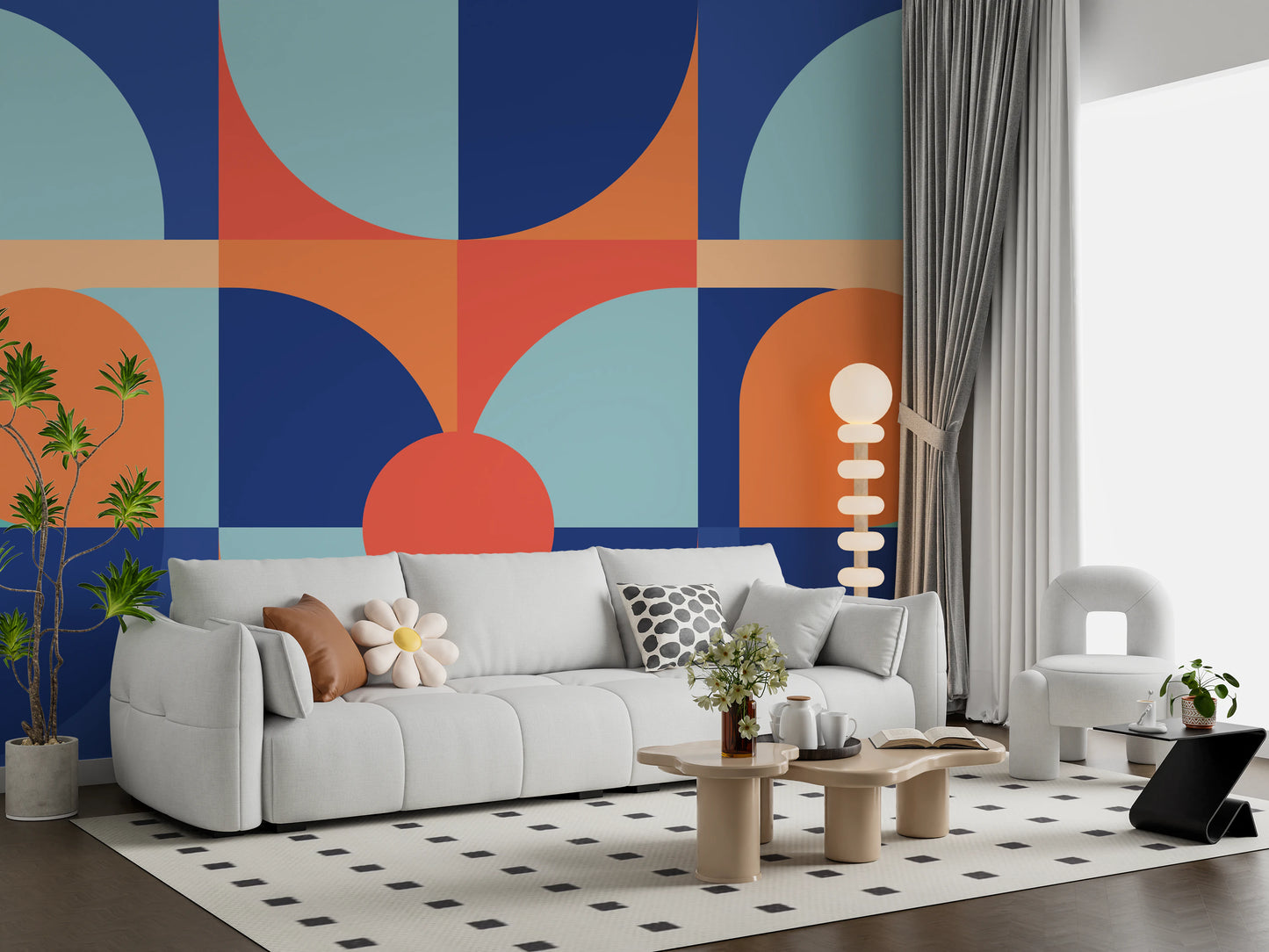 Curved Geometry Wall Mural
