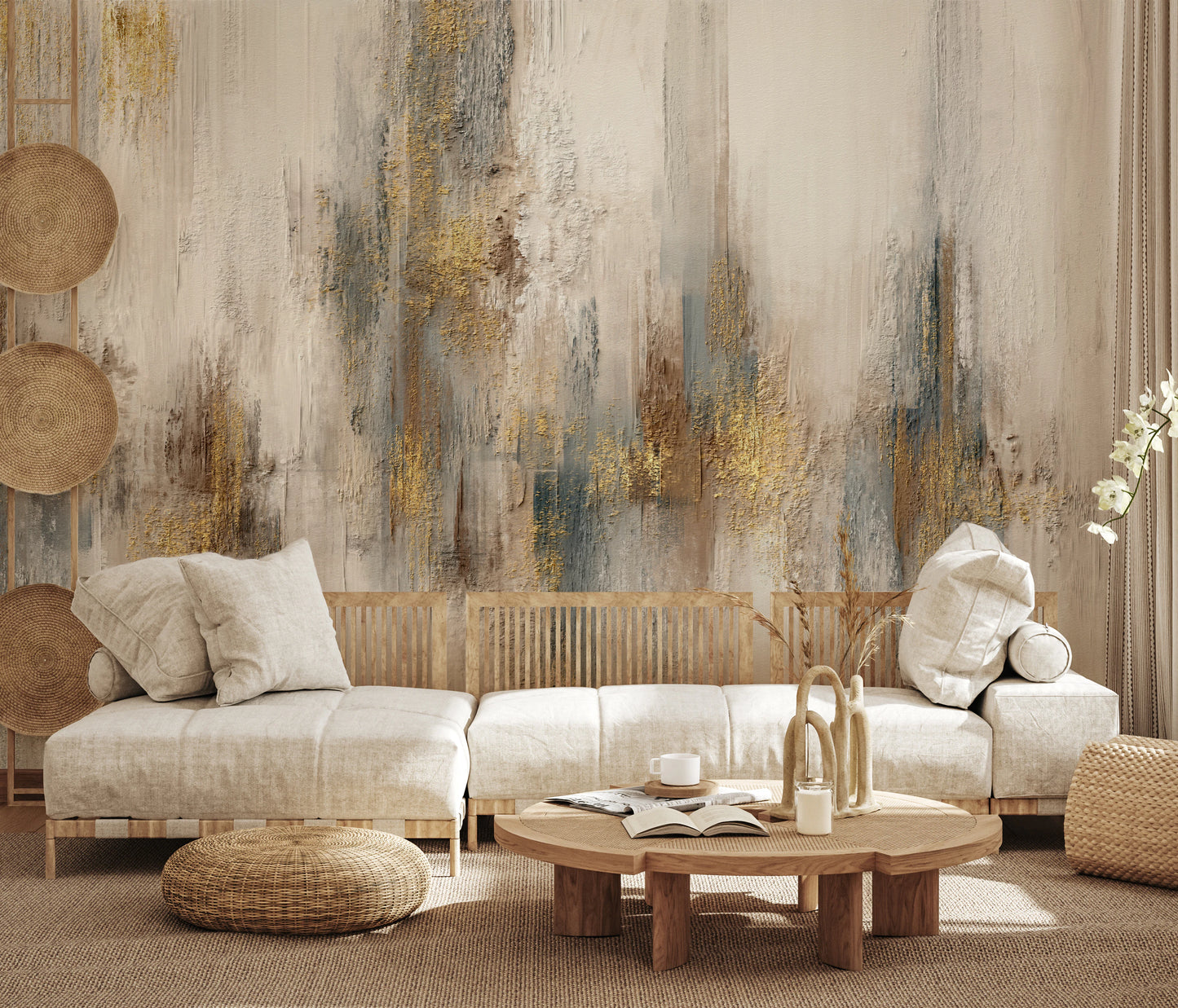 Gilded Strokes Wall Mural
