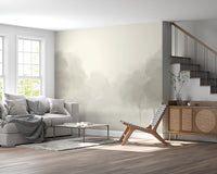  Whispering tree landscape wall mural in Light grey watercolor tone.
