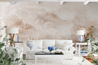 Delicate botanical art featured on this Whispering Dune Fronds Wall Mural.